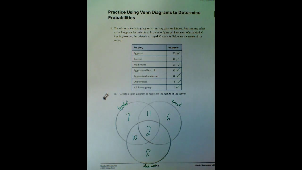 1 8 Practice Using Venn Diagrams To Determine Probabilities YouTube