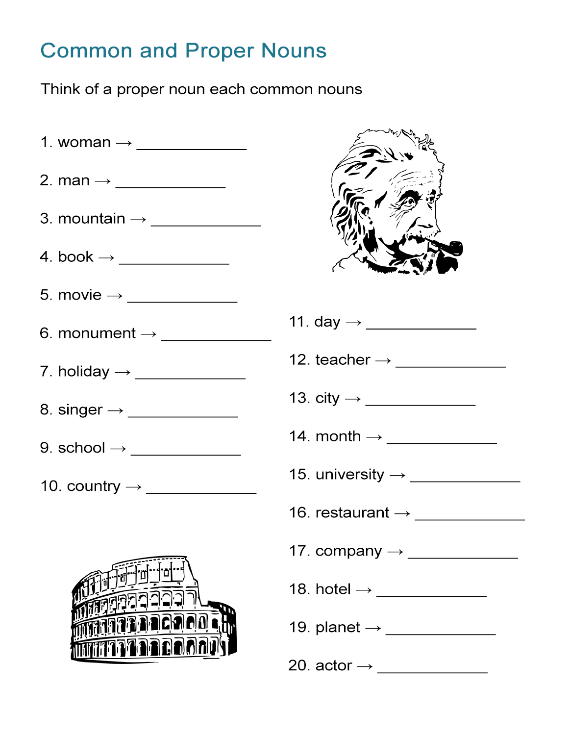 common and proper nouns worksheet answers