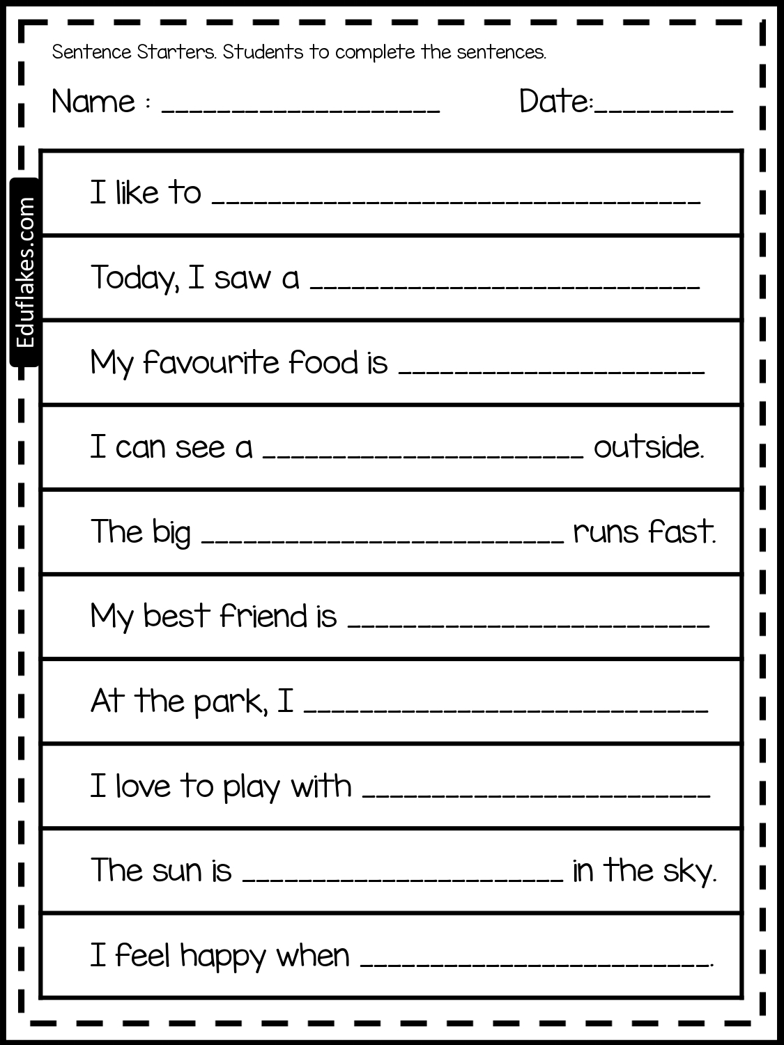 10 Free Sentence Building Printable For Grade 1 Eduflakes