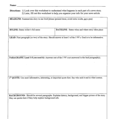 10 Newspaper Worksheet Examples To Download
