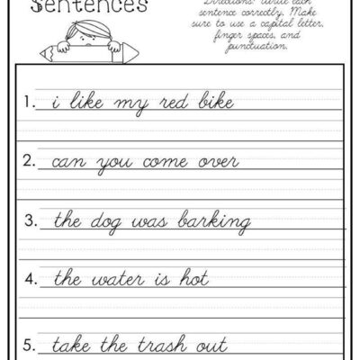 10 Printable Cursive Correct The Sentences Worksheets 1st 2nd Grade ELA Worksheets Etsy