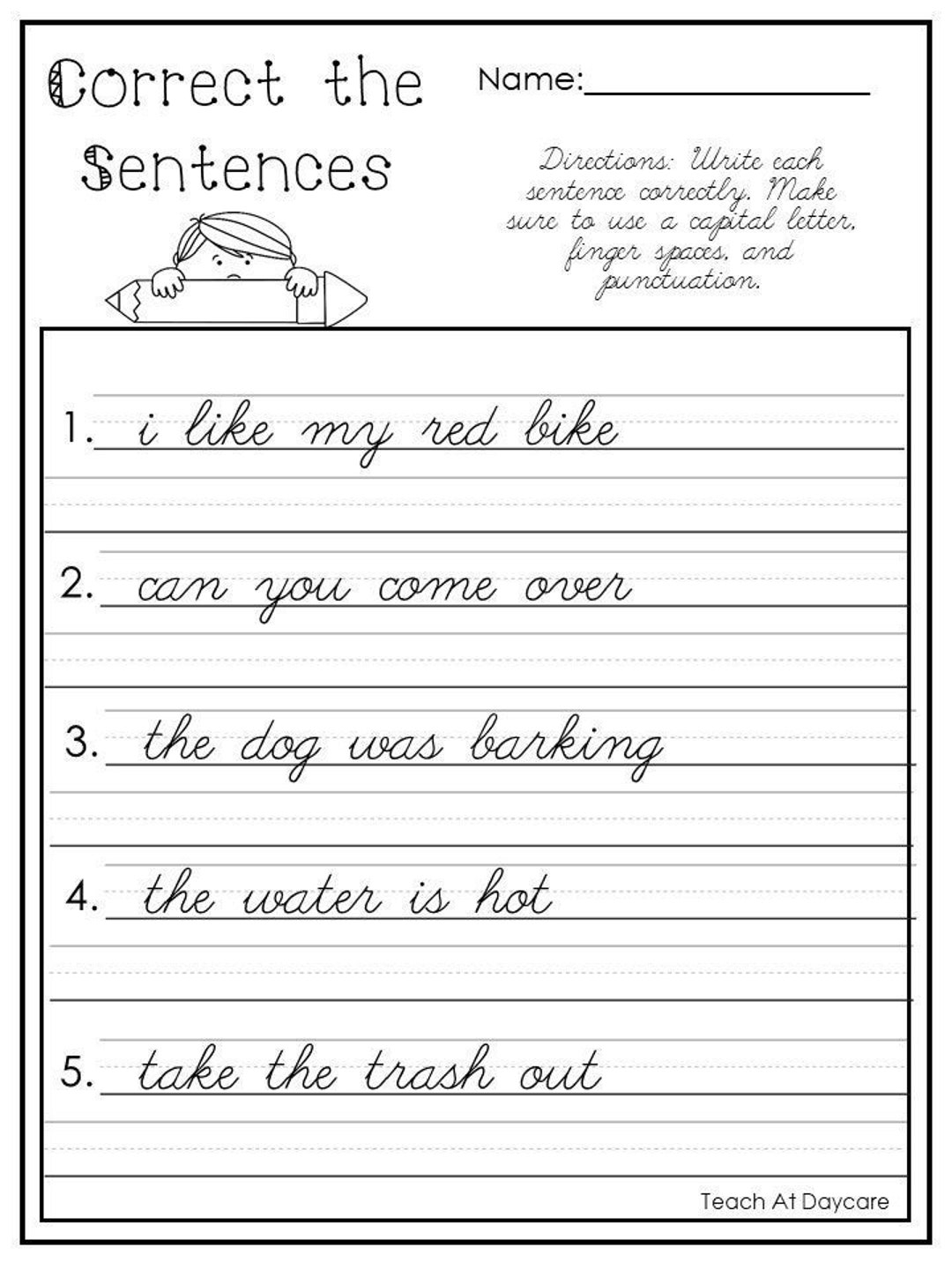 10 Printable Cursive Correct The Sentences Worksheets 1st 2nd Grade ELA Worksheets Etsy 10 Printable Cursive Correct The Sentences Worksheets 1st 2nd Grade ELA Worksheets Etsy