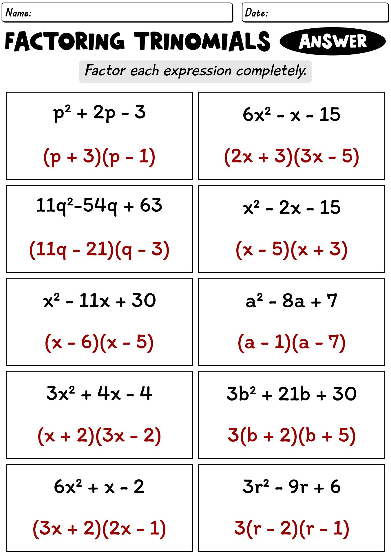 11 Factoring Perfect Square Trinomials Worksheet Free PDF At Worksheeto 11 Factoring Perfect Square Trinomials Worksheet Free PDF At Worksheeto