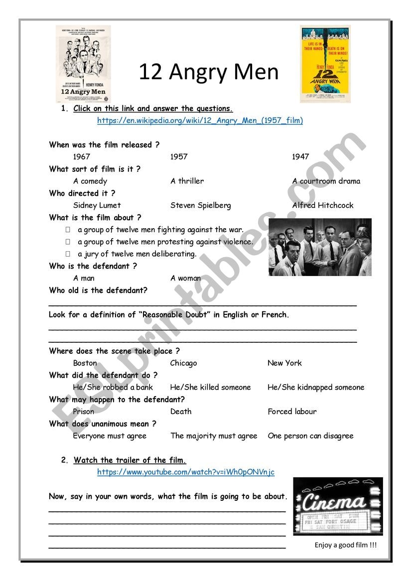 12 Angry Men ESL Worksheet By Lsa59 Worksheets Library 12 Angry Men ESL Worksheet By Lsa59 Worksheets Library