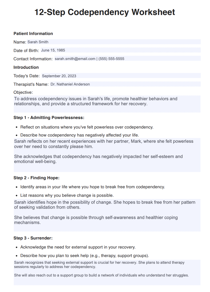 codependency worksheets pdf