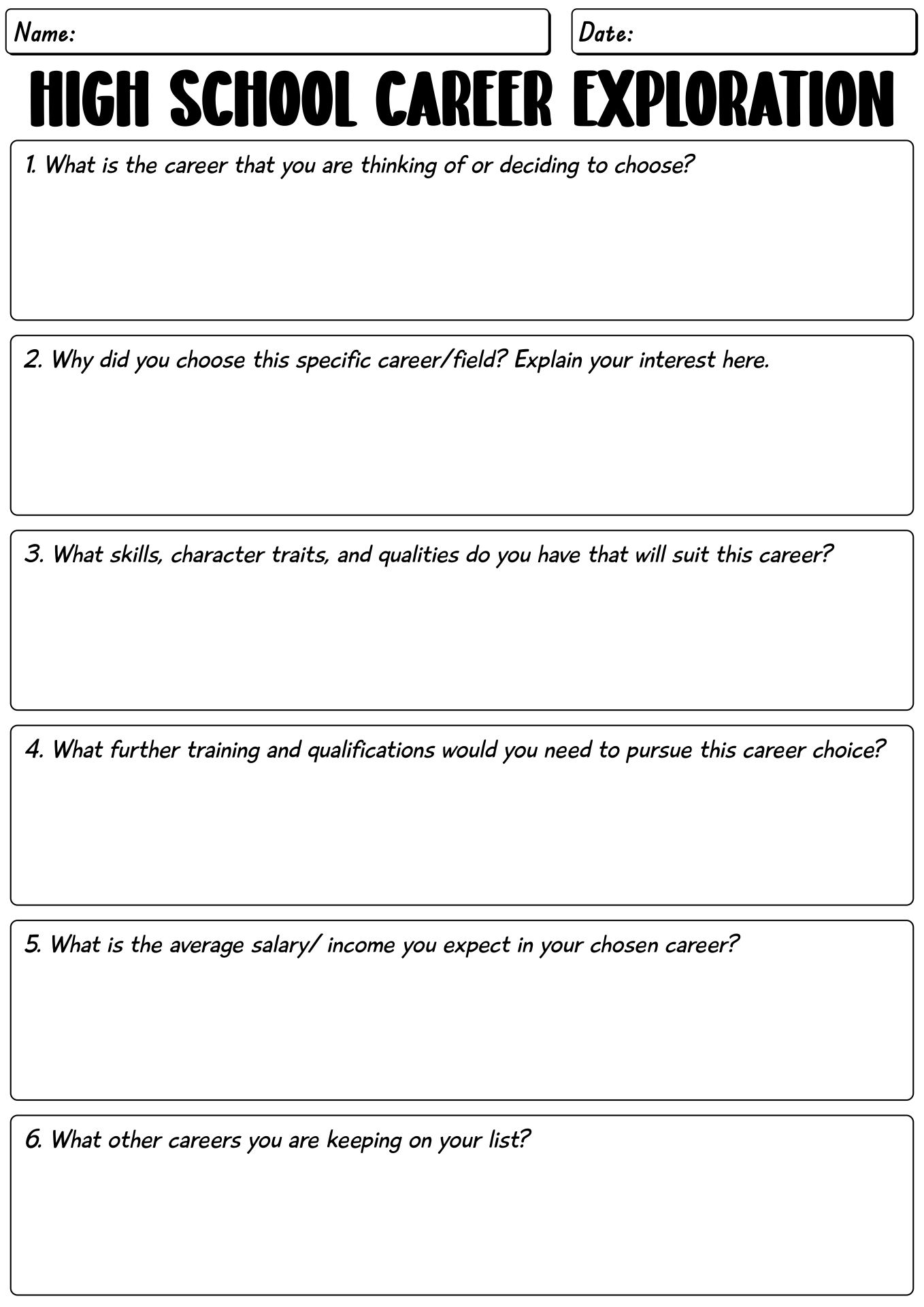 career exploration worksheet pdf