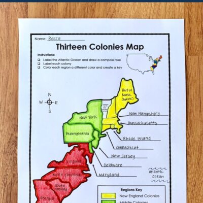 13 Colonies Free Map Worksheet And Lesson For Students