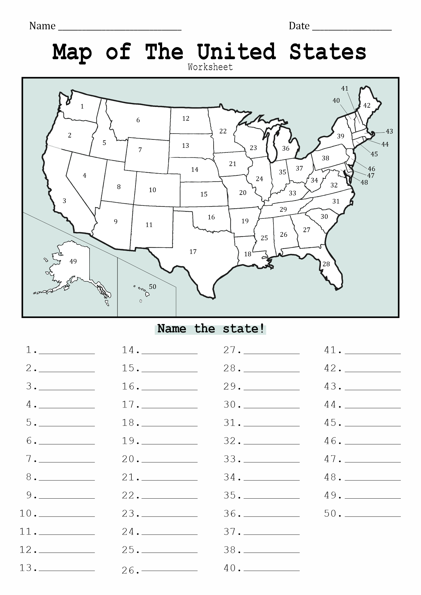 13 Fifty States Worksheets Free PDF At Worksheeto Worksheets Library