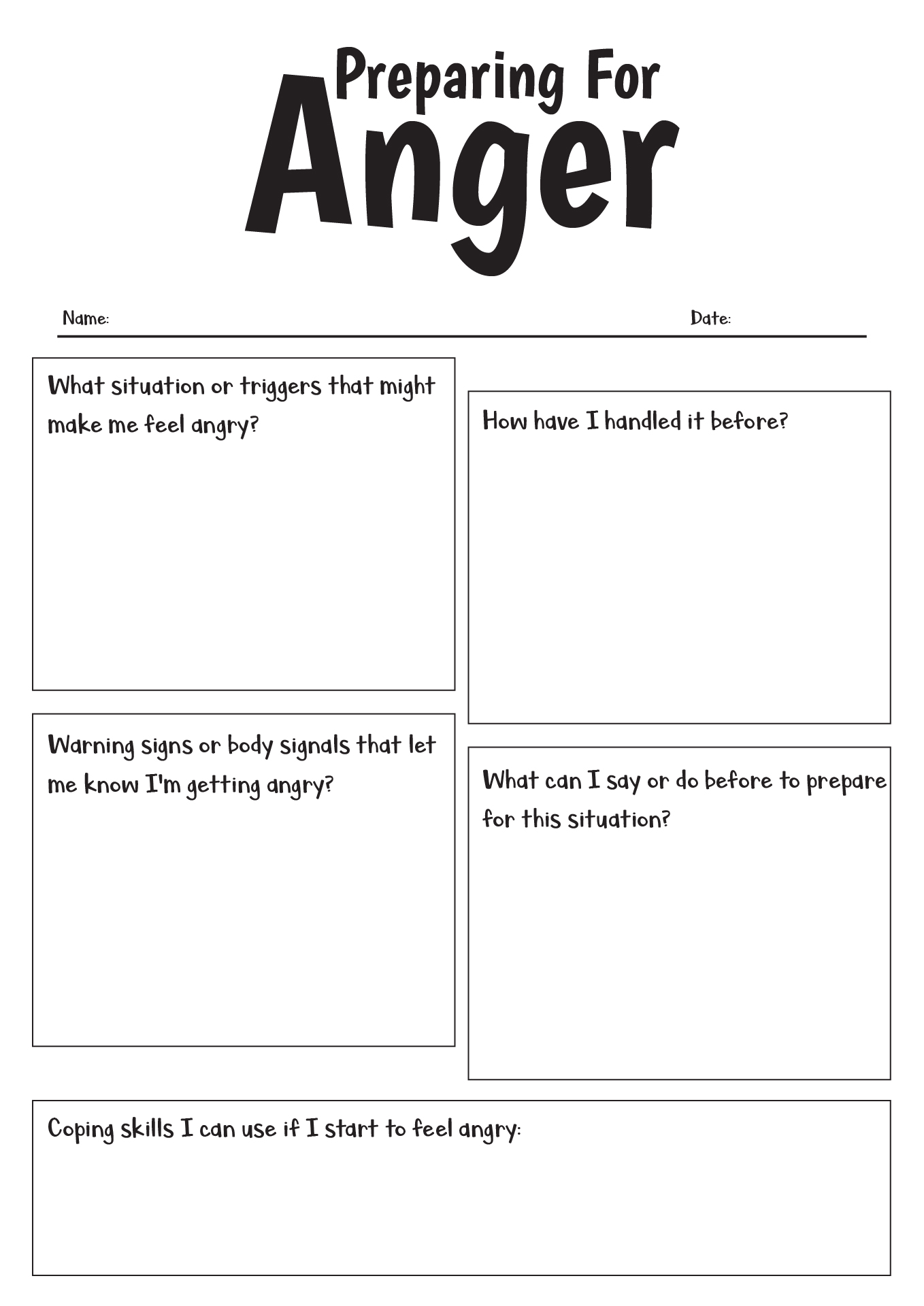 teenage anger management worksheets pdf