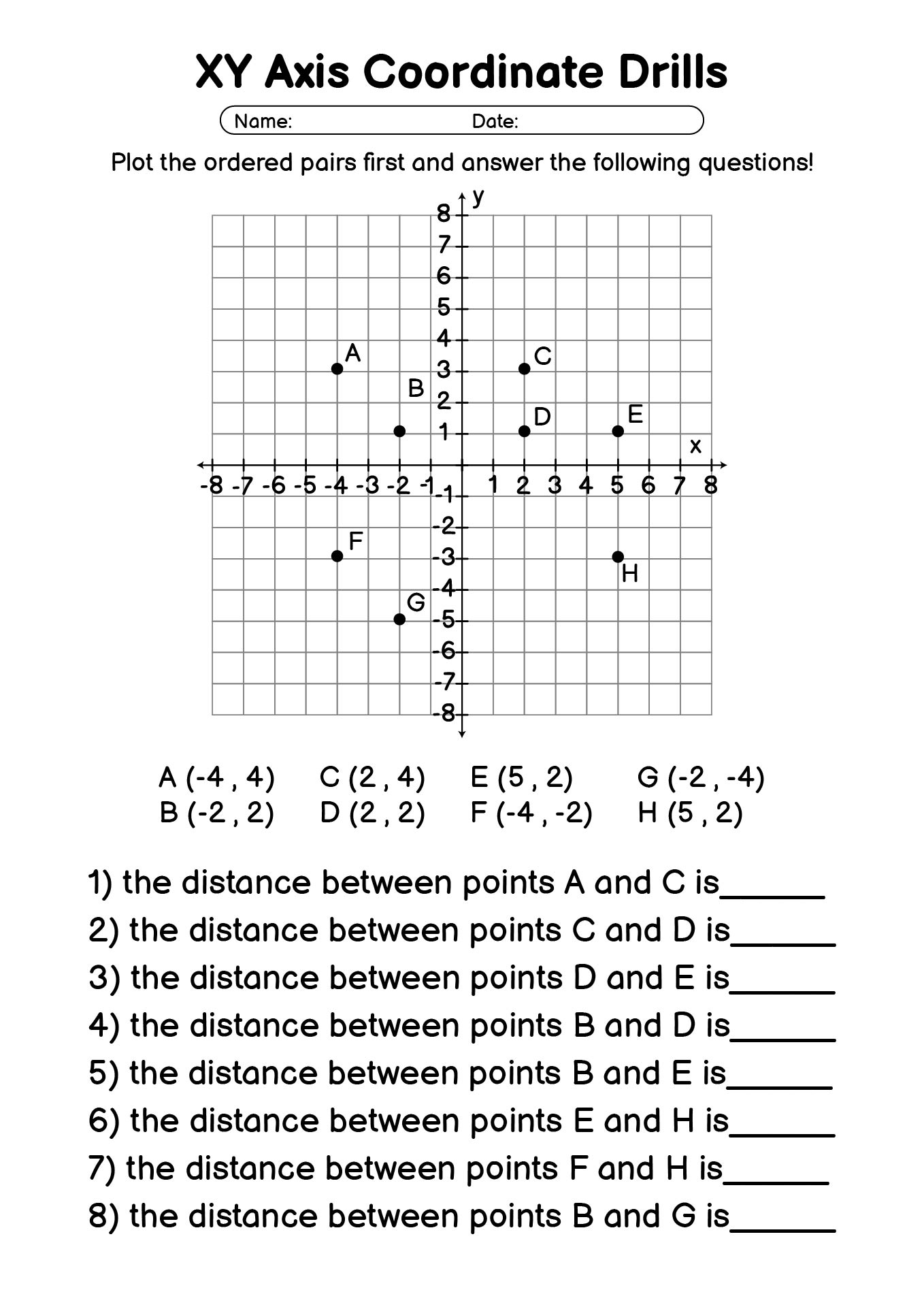 graphing ordered pairs worksheet pdf