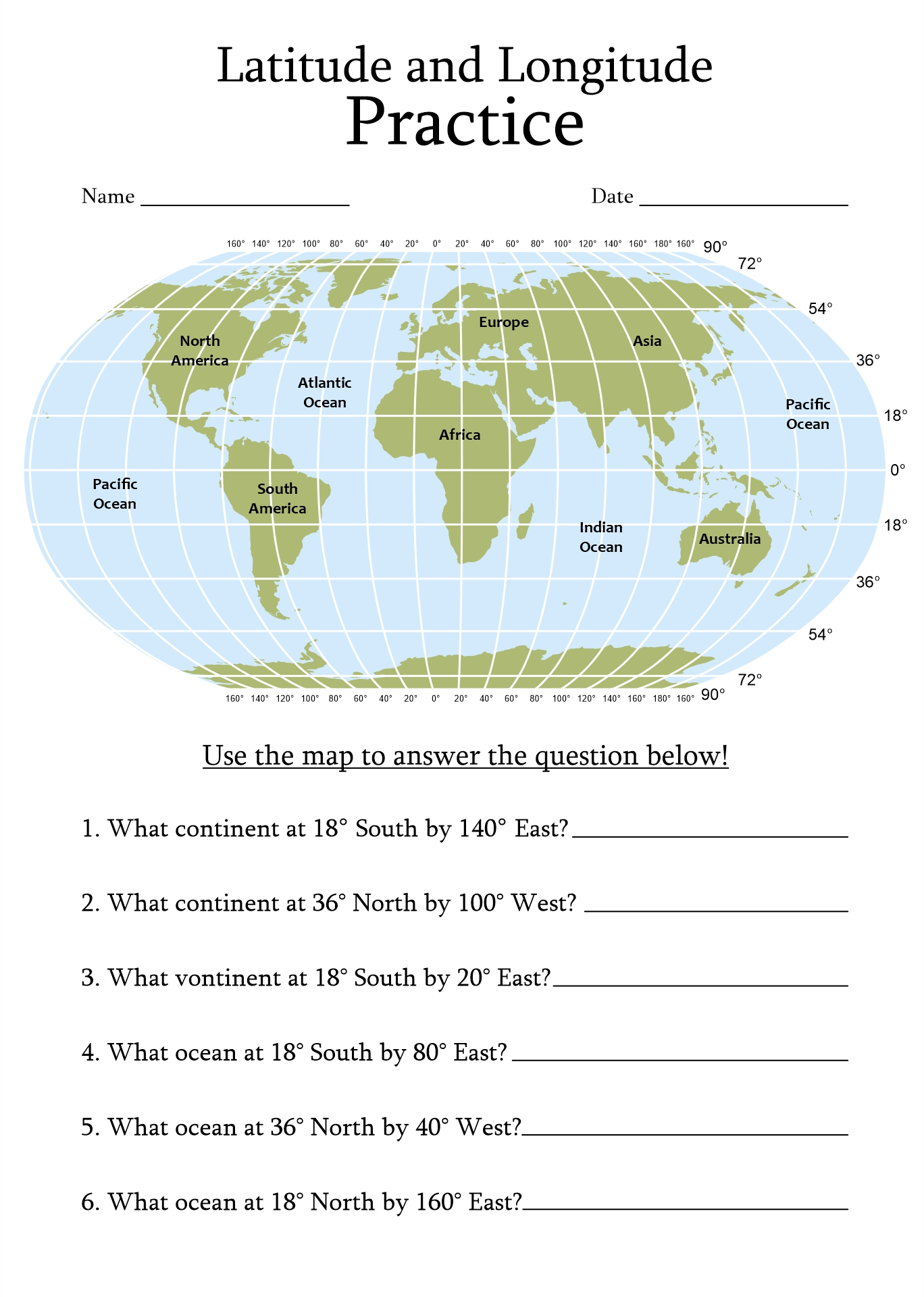 15 Latitude And Longitude Map Worksheet Free PDF At Worksheeto Worksheets Library