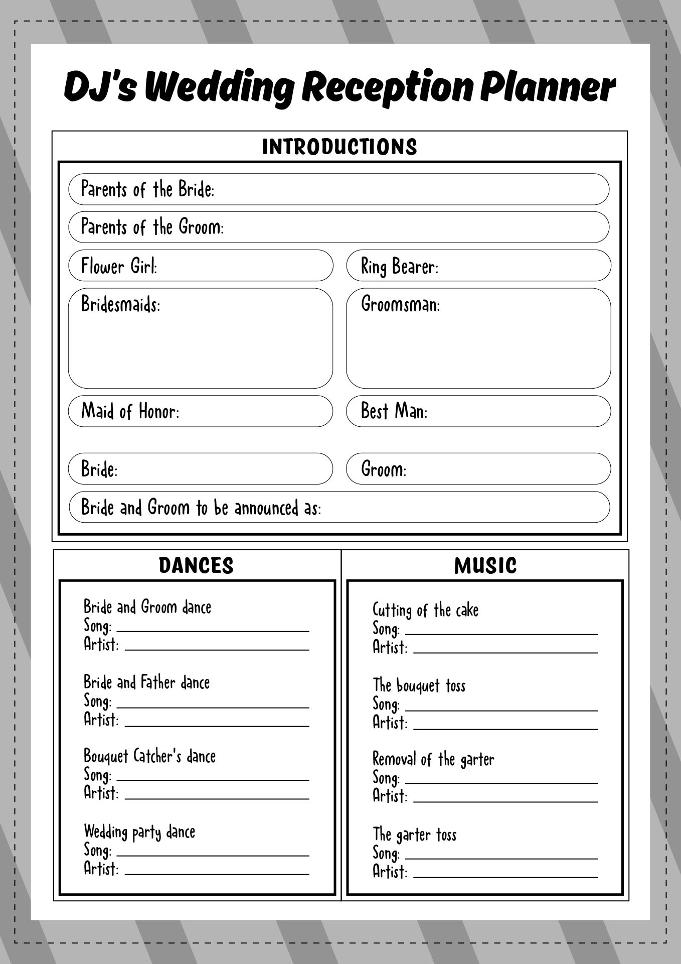 15 Wedding Reception Worksheet Free PDF At Worksheeto