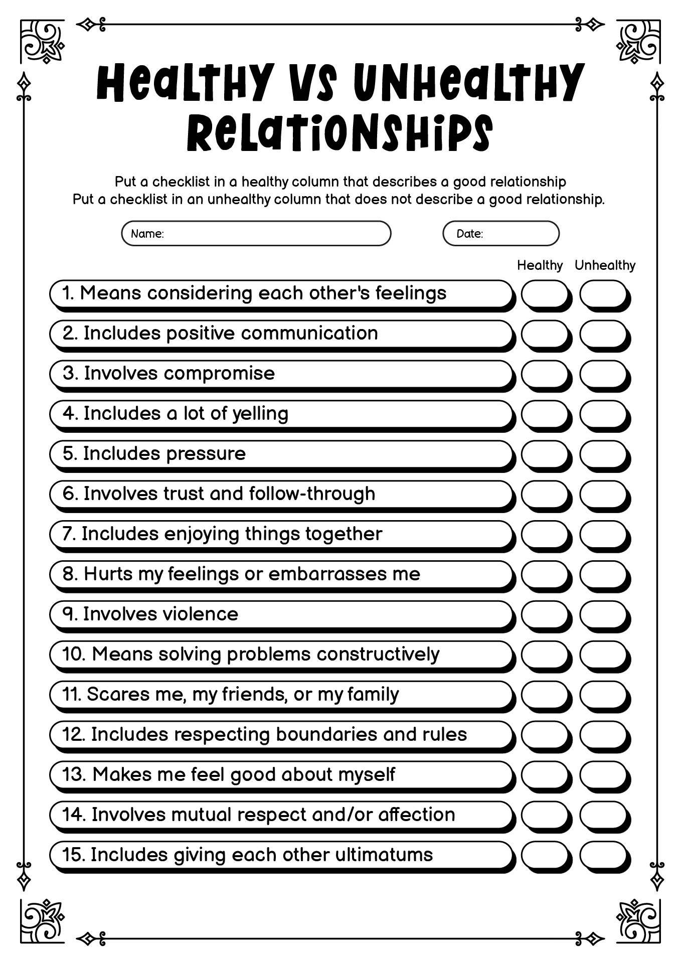 16 Relationship Worksheets For Teenagers Free PDF At Worksheeto