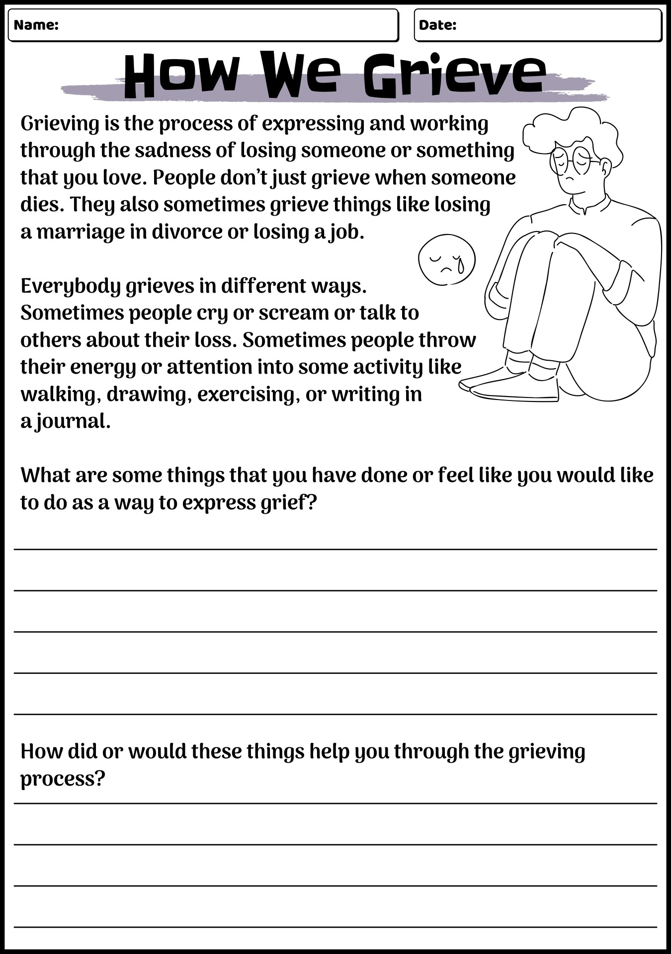 18 Grief And Loss Worksheets Free PDF At Worksheeto 18 Grief And Loss Worksheets Free PDF At Worksheeto