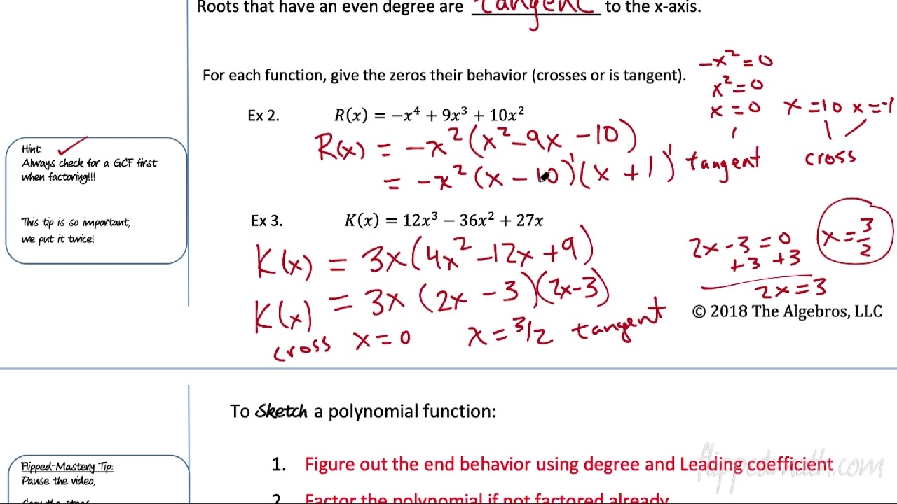 2 3 Sketching Polynomials Algebra 2 Common Core Worksheets Library