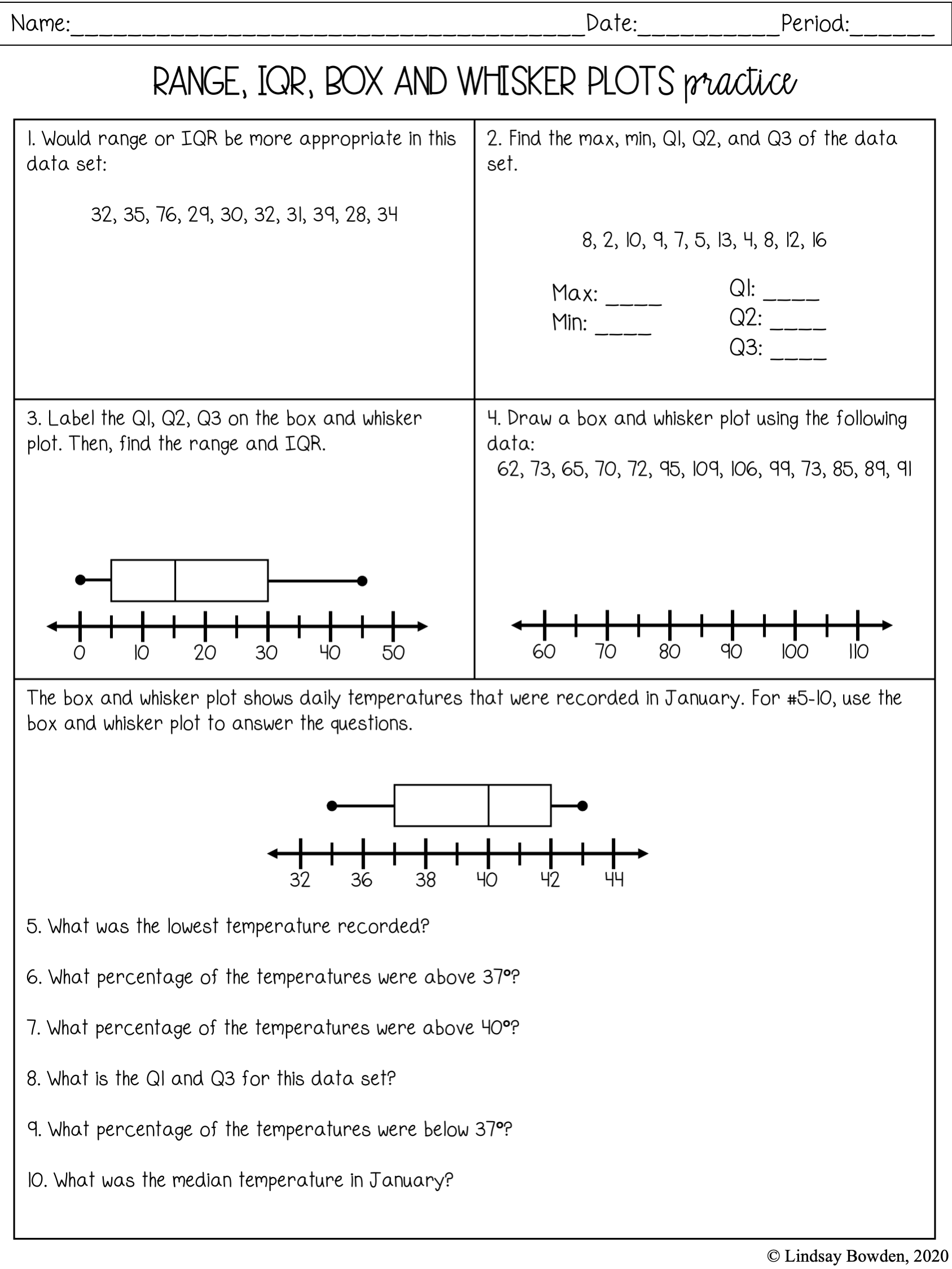 2 5 Worksheet April 21st Work docx 2 5 Worksheet IQR OUTLIERS Worksheets Library