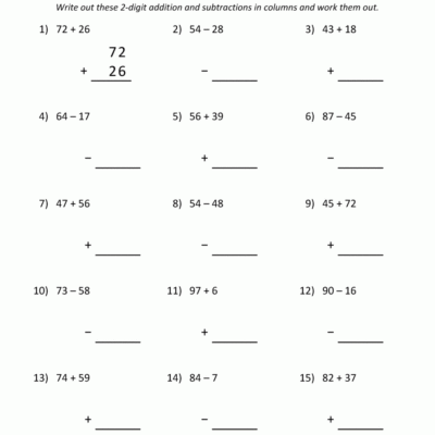 2 Digit Addition And Subtraction Worksheets
