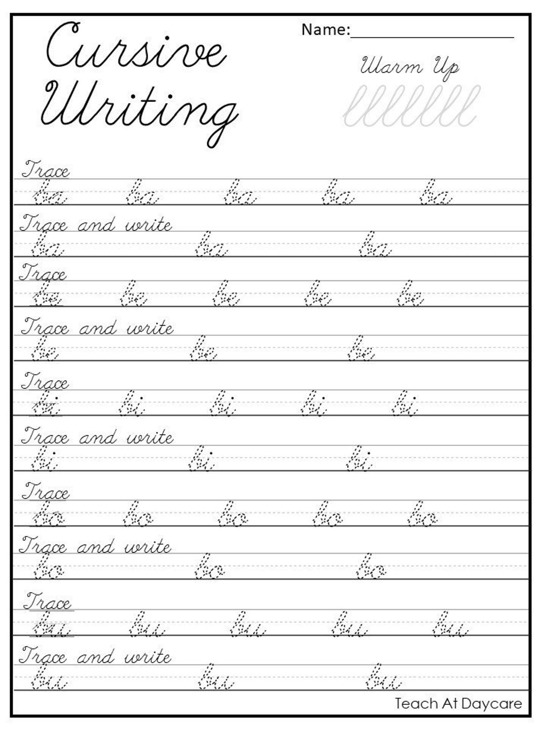 cursive letters worksheet