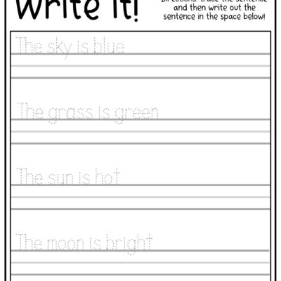 23 Printable Tracing And Writing English Worksheets Trace And Write The Sentences Practice Worksheets ages 3 7 KG1 To Grade 2 Etsy