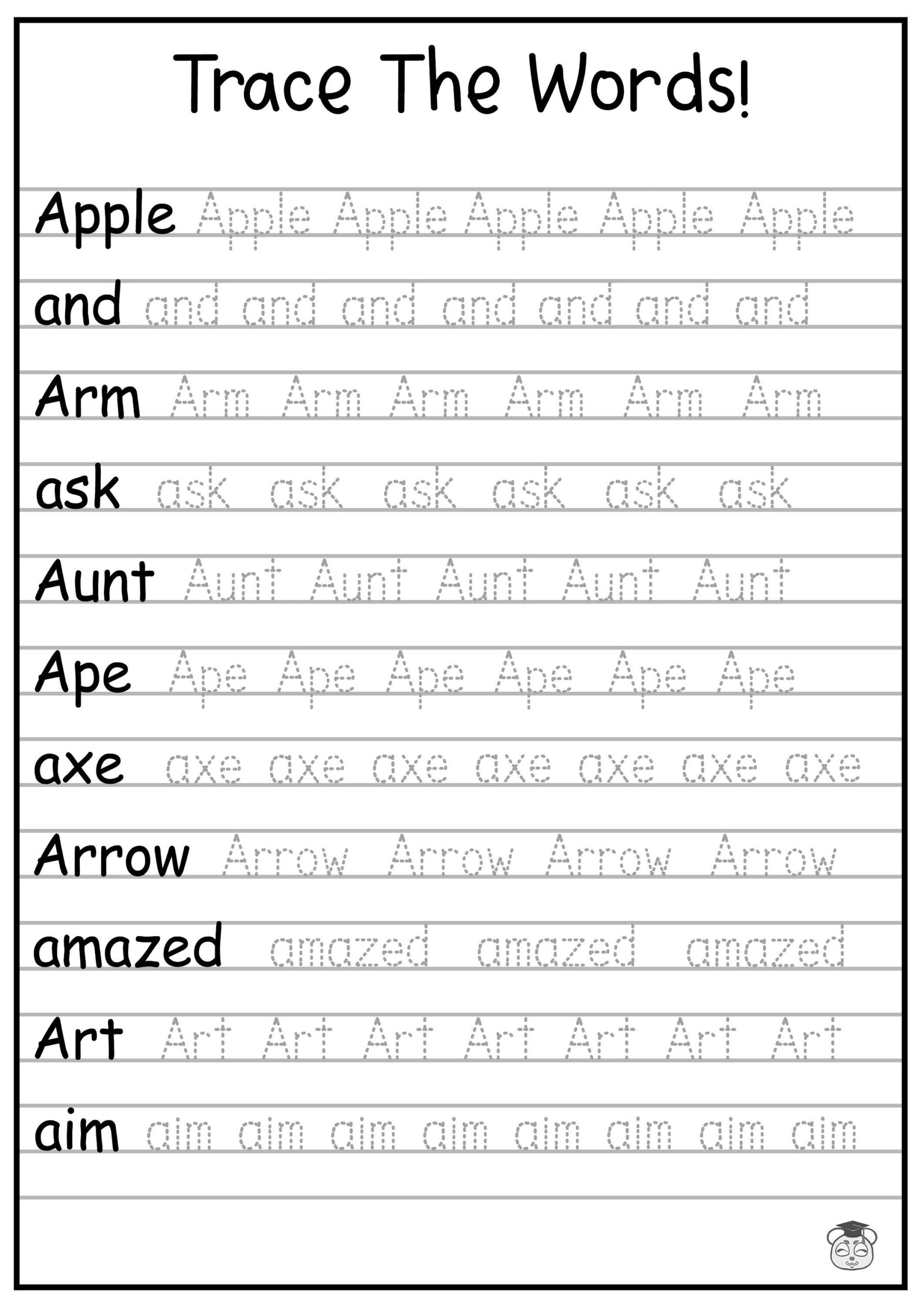 24 Printable Trace The Words Worksheet Alphabetical A Z Capital And Lowercase Words ages 3 7 KG1 To Grade 2 Etsy