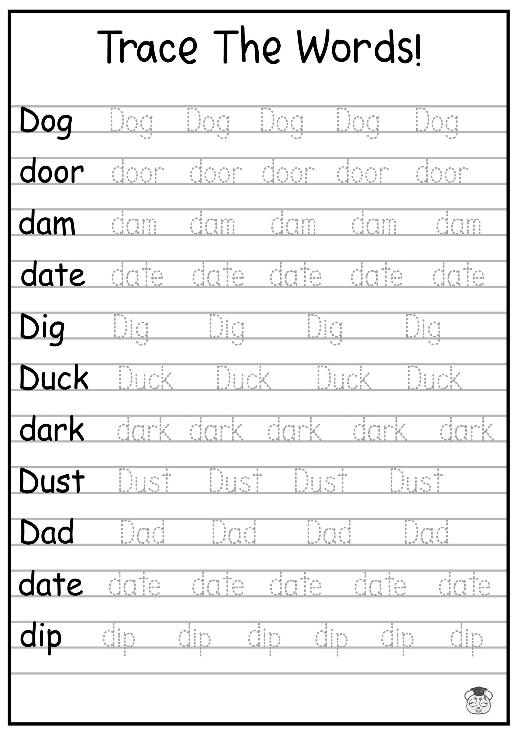 24 Printable Trace The Words Worksheet Alphabetical A Z Capital And Lowercase Words ages 3 7 KG1 To Grade 2 Etsy Denmark