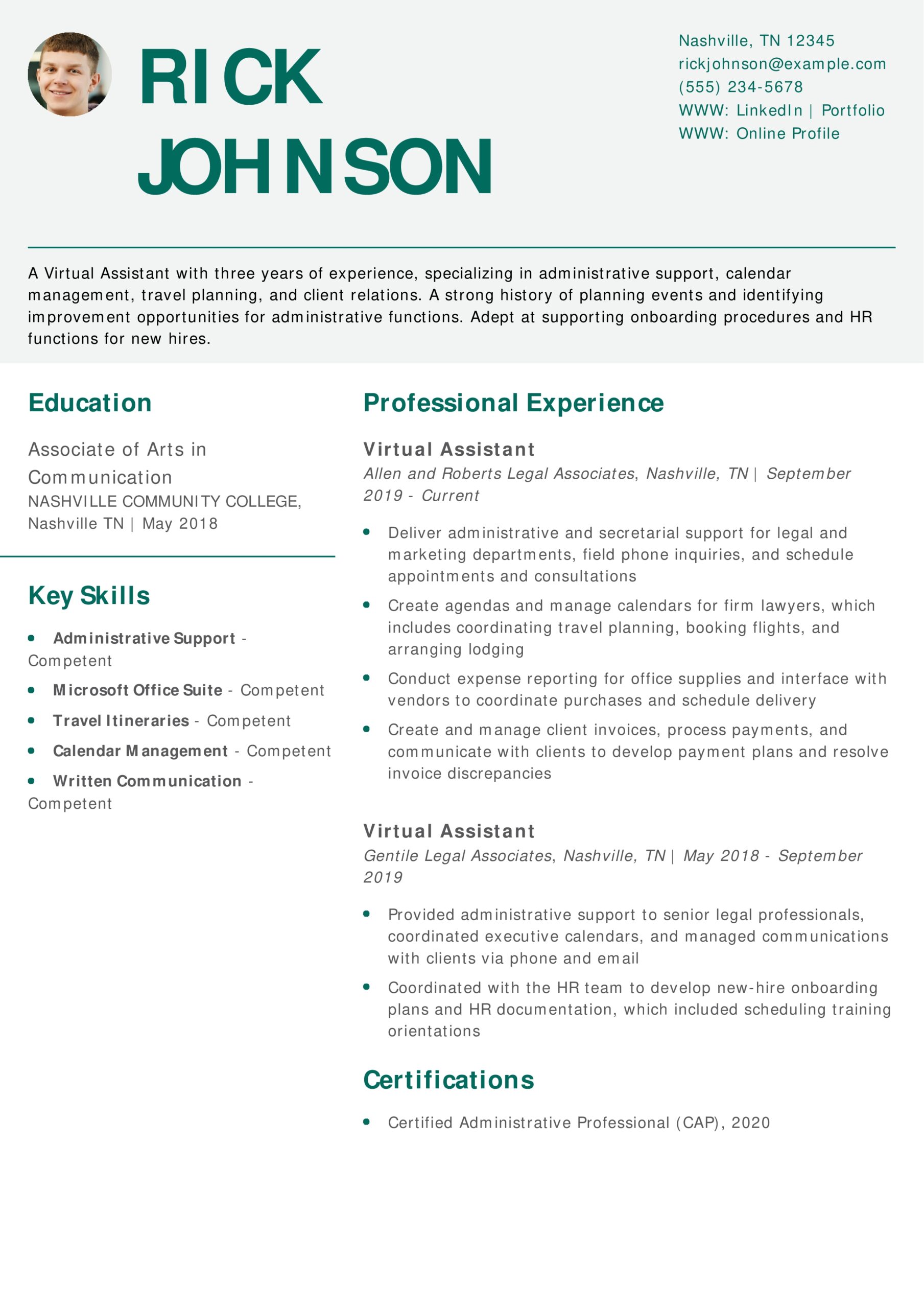 25 Best Virtual Assistant Resume Examples And Templates For 2026 ResumeBuilder 25 Best Virtual Assistant Resume Examples And Templates For 2026 ResumeBuilder