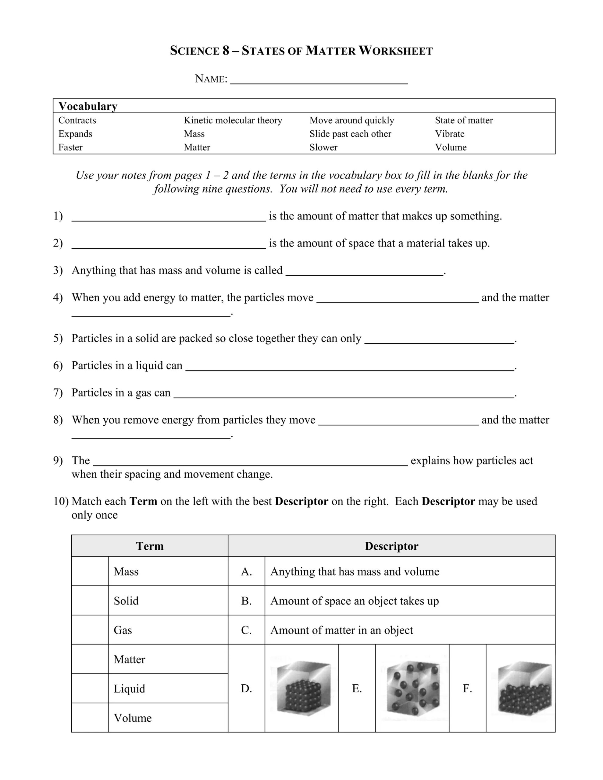 293209247 States of Matter Worksheet pdf 293209247 States of Matter Worksheet pdf