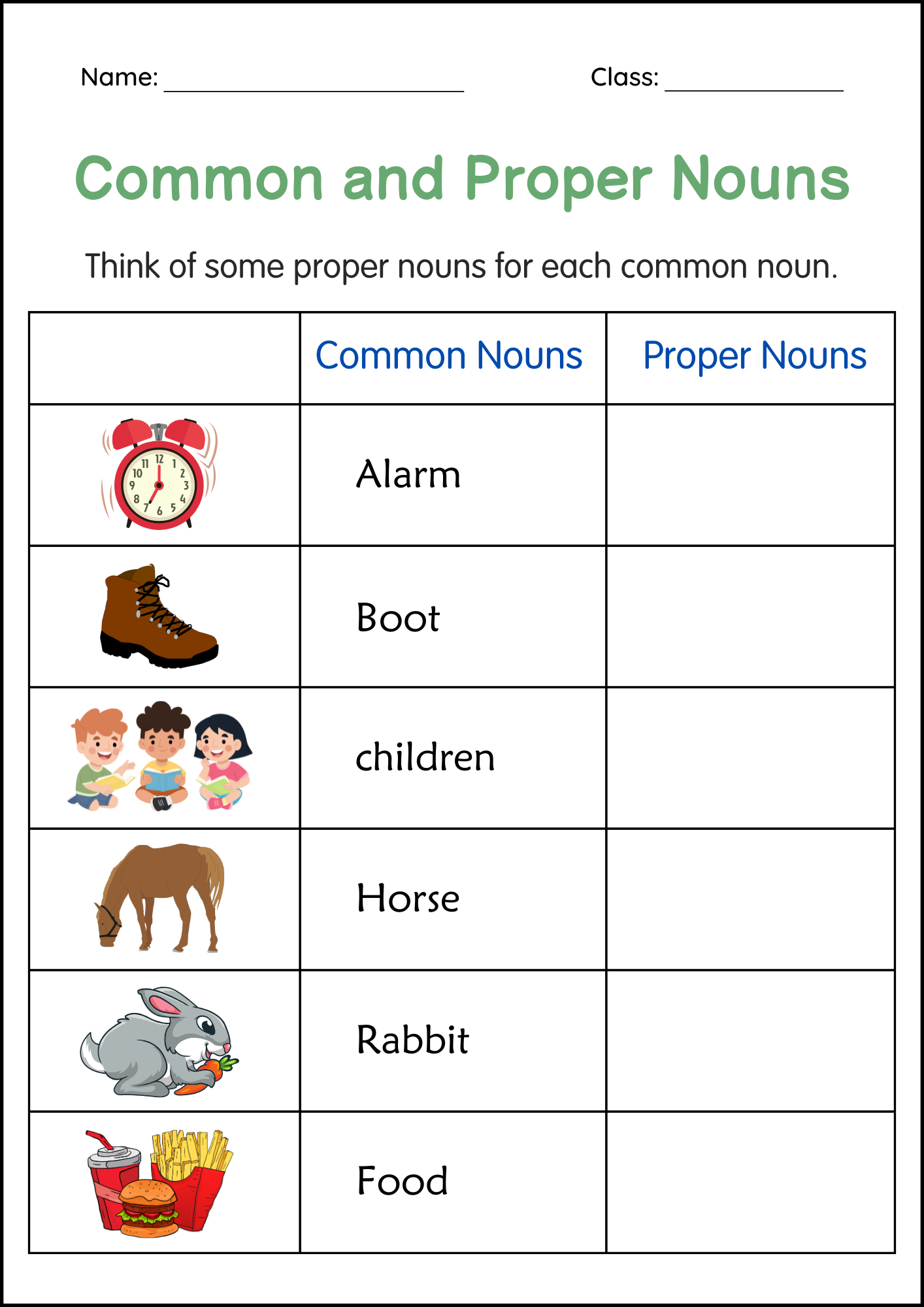 2nd Grade Common And Proper Nouns Grammar Activities Worksheets Teaching Resources