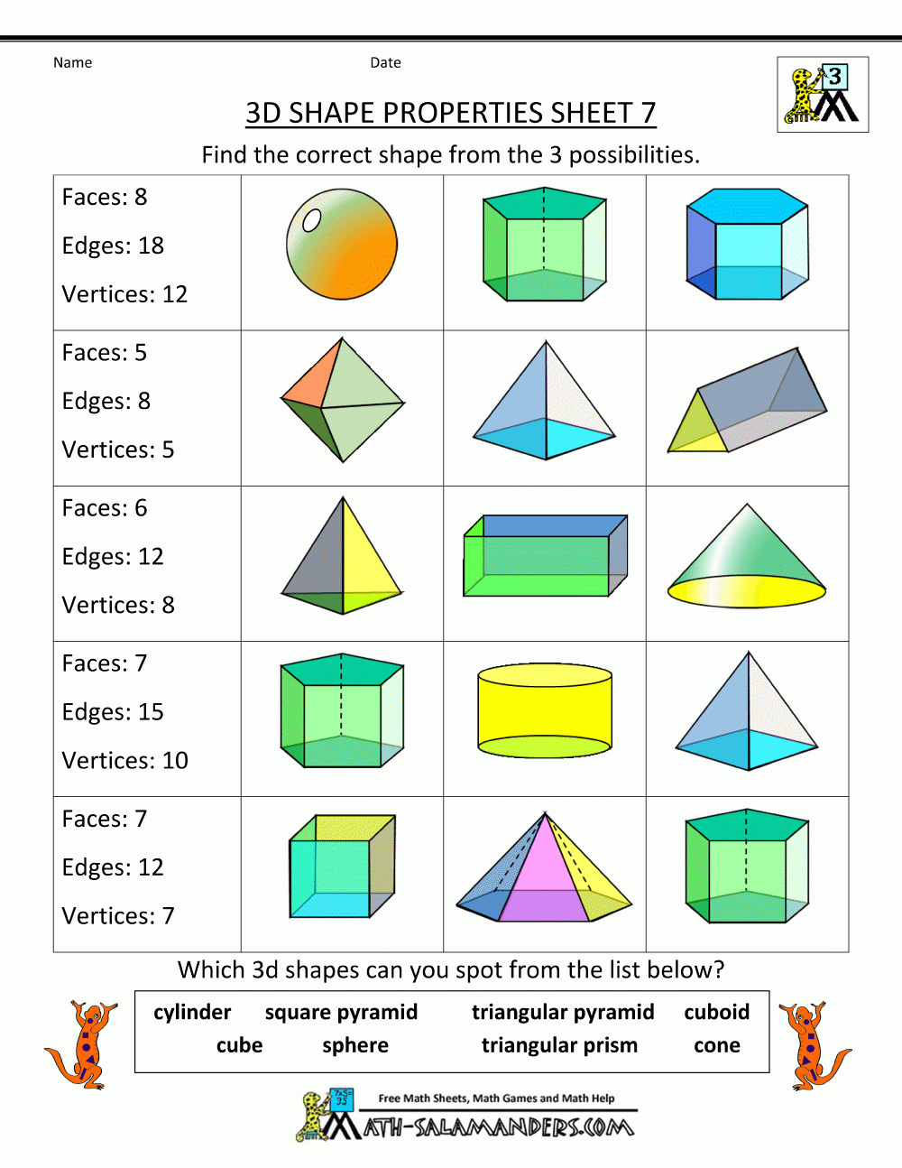 3d Shapes Worksheets 3d Shapes Worksheets