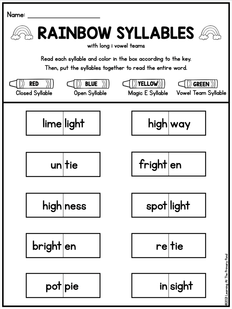 multisyllabic words worksheets pdf free