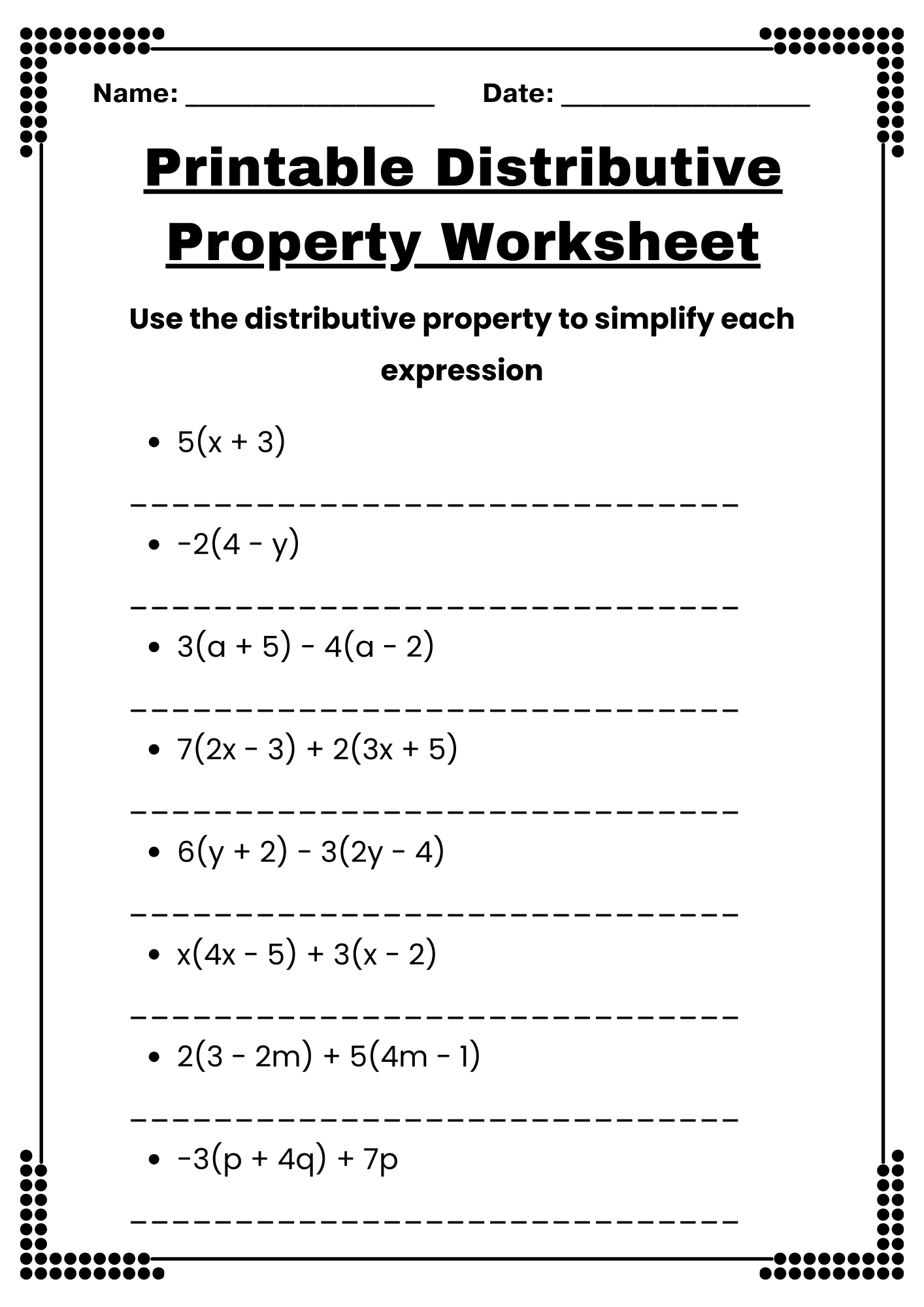 40 Distributive Property Worksheet Samples To Download In PDF