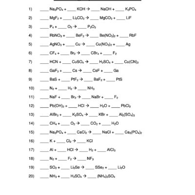 49 Balancing Chemical Equations Worksheets with Answers