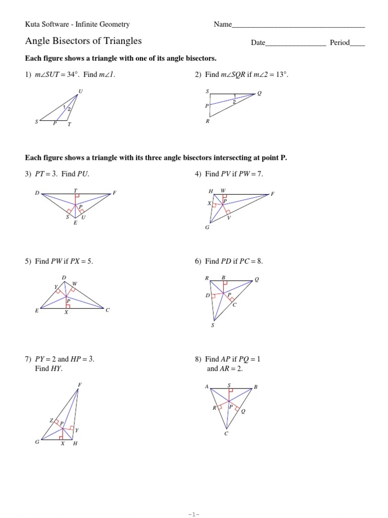 5 Angle Bisectors Of Triangles PDF PDF Worksheets Library