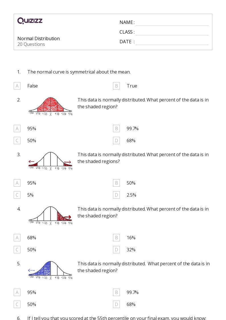 50 Normal Distribution Worksheets For 11th Class On Quizizz Worksheets Library