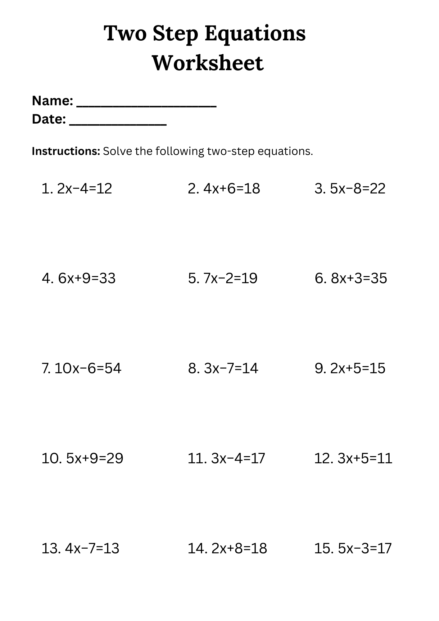 two step equations worksheet pdf two step equations worksheet pdf