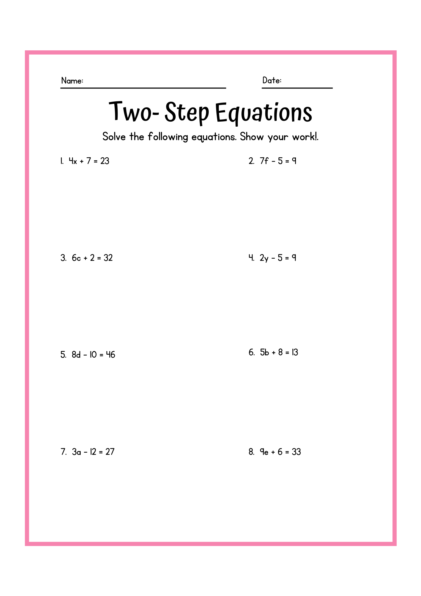 solving equations worksheet pdf