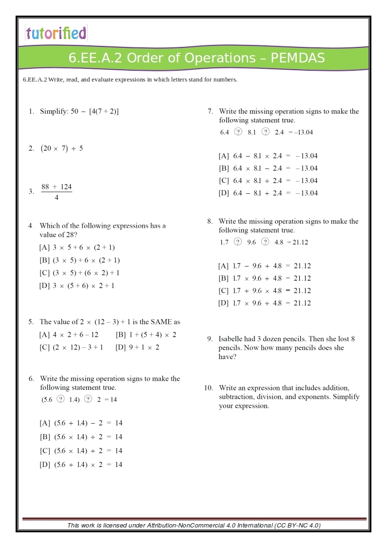 6th Grade Common Core Math Worksheets 6th Grade Common Core Math Worksheets