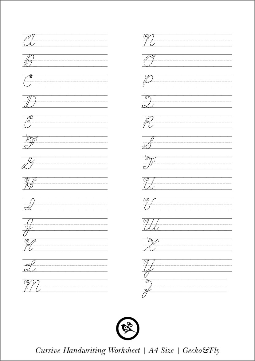 cursive practice sheets printable free