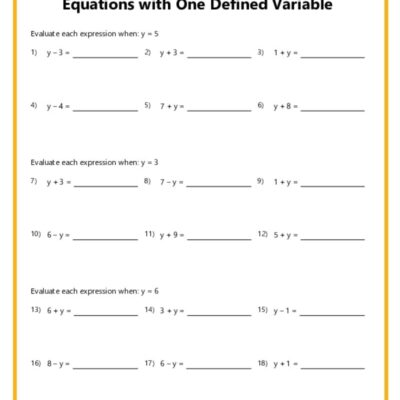 7th Grade Algebra Worksheets