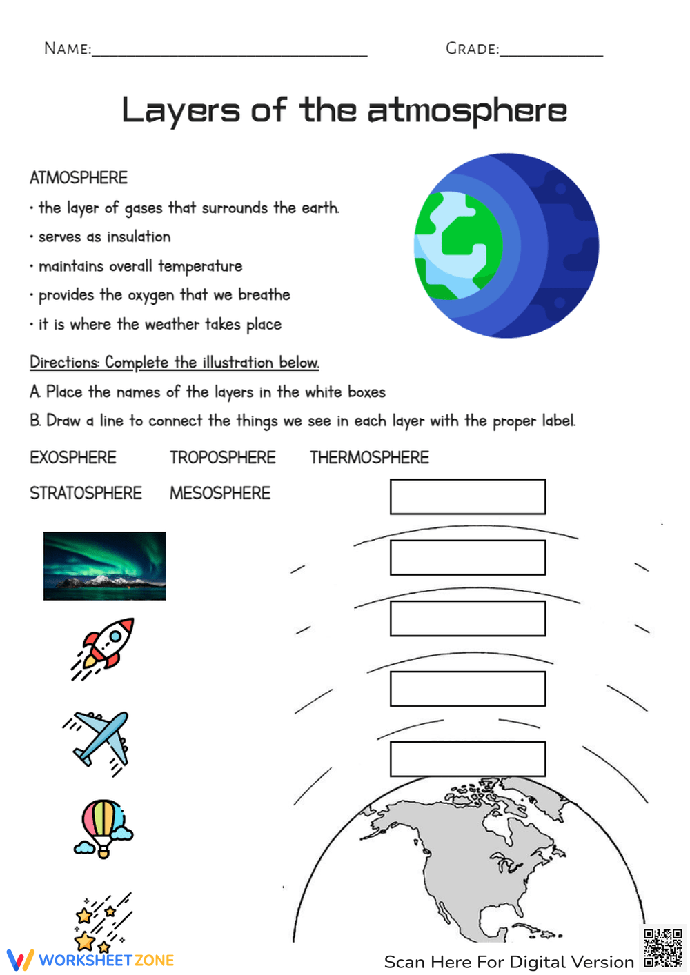 7th Grade Atmospheric Layers Worksheets