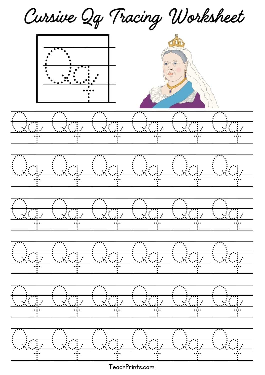 8 Cursive Q Tracing Worksheets Free Printables Teach Prints