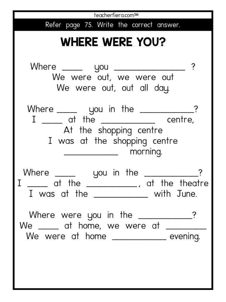 was and were worksheets pdf