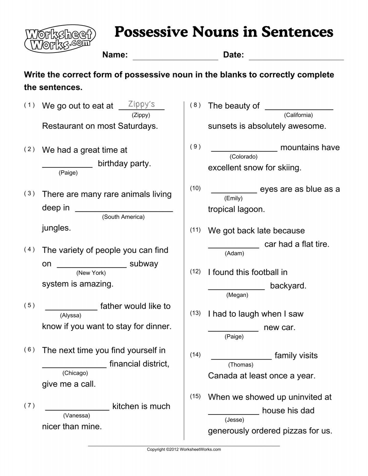 possessive nouns worksheets with answers pdf possessive nouns worksheets with answers pdf