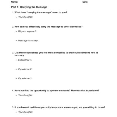 AA Step 12 Worksheets