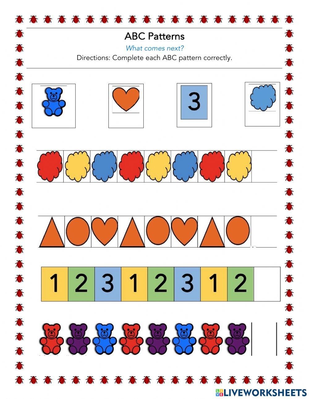 abc pattern worksheets abc pattern worksheets