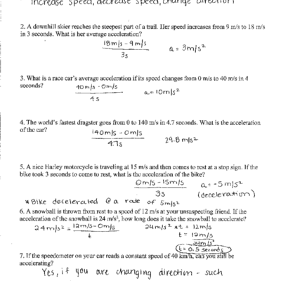 Acceleration Practice Problems Answer Key For Physics 101 Studocu