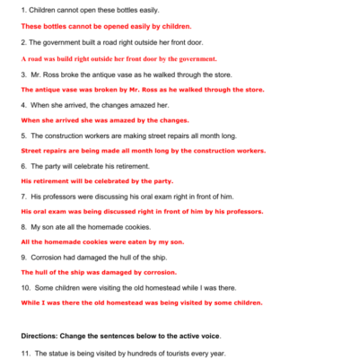 Active And Passive Voice Worksheet