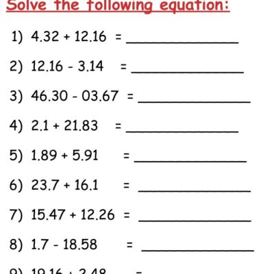 Add Subtract Decimals Worksheet Worksheets Worksheets Library