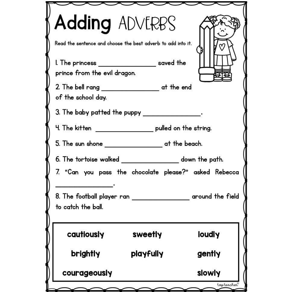 Adding Adverbs Worksheet Top Teacher