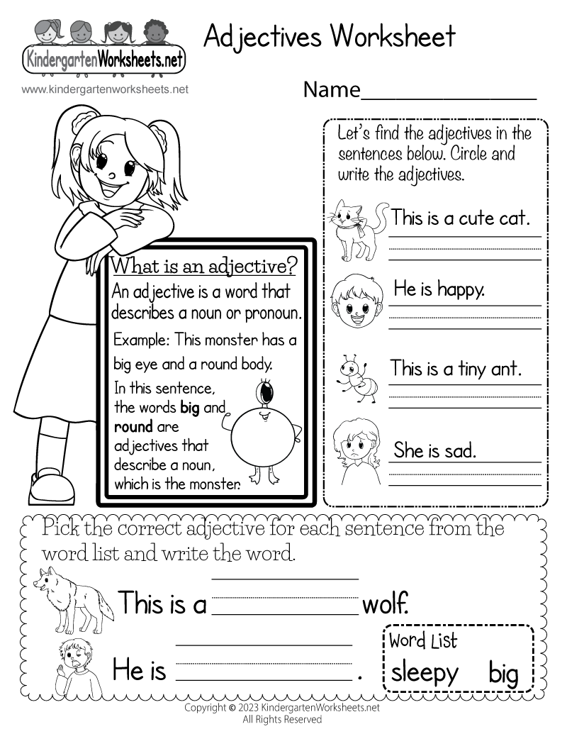 adjectives worksheet pdf